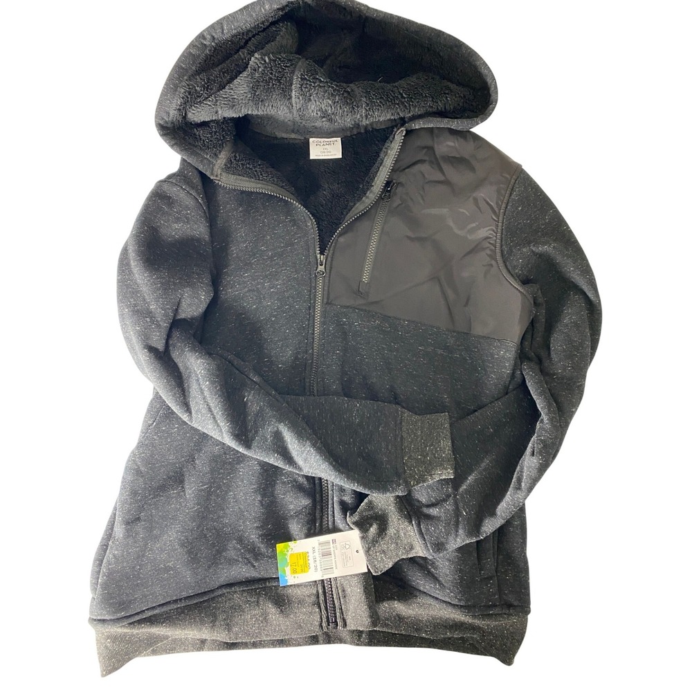 Colorful Planet Boys XXL 18/20 Dark Gray Sherpa Lined Full Zip Hoodie Jacket NWT